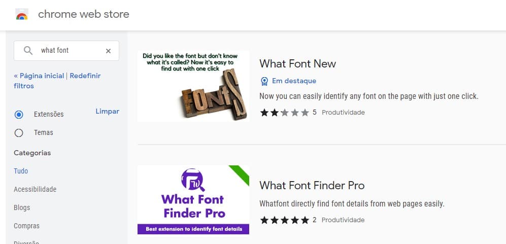 Descubra a Fonte de Letras com Apenas Uma Imagem 4 extensão do chrome para achar os nomes das fontes de um site