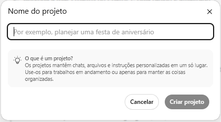 Guia prático para criar um Projeto no ChatGPT