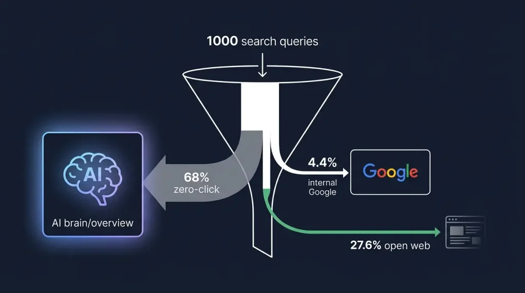 Zero-click, AI Overviews e o colapso do tráfego orgânico: o que empresas brasileiras precisam fazer agora