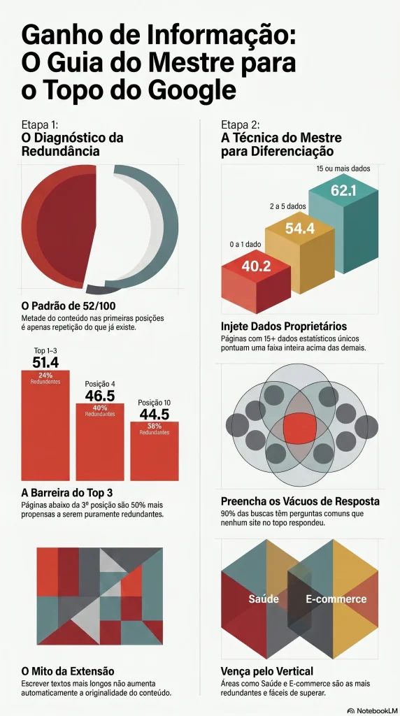 Ganho de Informação no SEO: O que 150 páginas no topo do Google revelam sobre a crise de originalidade 1 ganho de informação